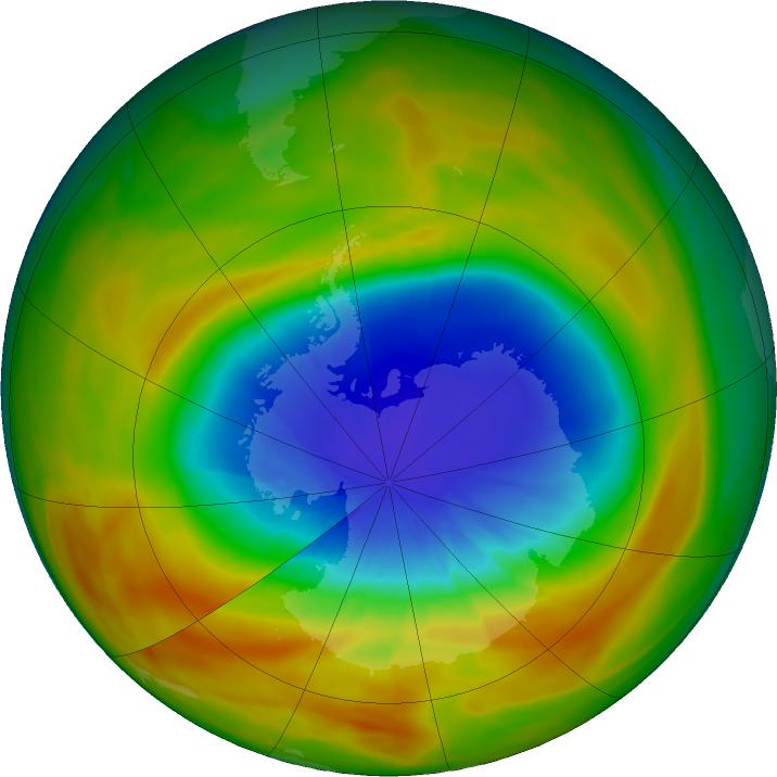 Antarctic ozone map for 26 September 2019